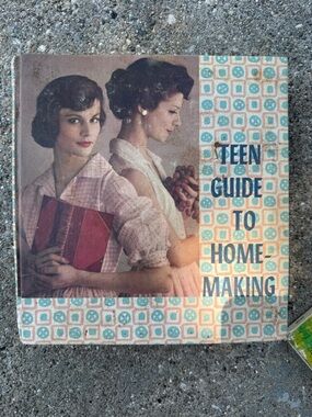 Vintage 'Teen Guide to Home-Making' Decorative Book Cover - Teal & Pink